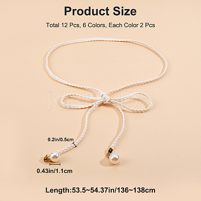 Imitation Leather Braided Chain Belts with Imitation Pearl AJEW-CP0008-67A-1