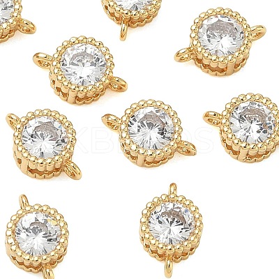 SHEGRACE Brass Pave Clear Cubic Zirconia Flat Round Connector Charms XGRQ3D730-500G-1