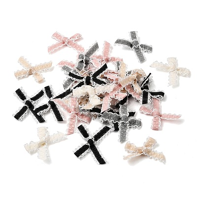 Polyester Bowknot with Lace Sew on Ornament Accessories DIY-C085-07-1