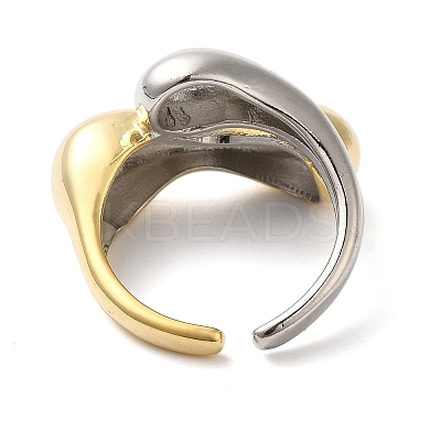 Brass Irregular Geometric Bypass Open Cuff Rings for Women RJEW-B062-09GP-1