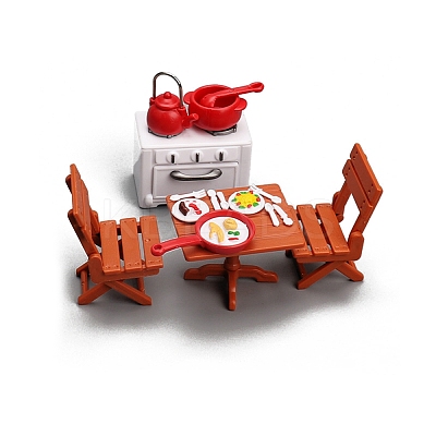 Plastic Table & Chairs & Stove Furniture Set Model PW-WGAFC70-01-1