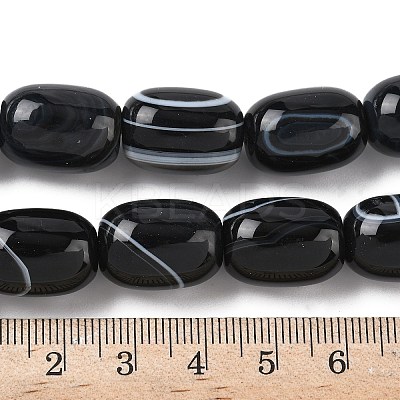 Natural Banded Agate/Striped Agate(Dyed & Heated) Beads Strands G-H324-01H-1