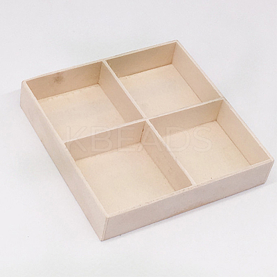 2Pcs 4 Grids Square Wooden Display Trays for Jewelry AJEW-DJ0001-94A-1