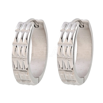 304 Stainless Steel Textured Hoop Earrings EJEW-L307-09P-01-1
