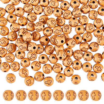 600Pcs Imitation Wood Acrylic Beads SACR-DC0001-10-1
