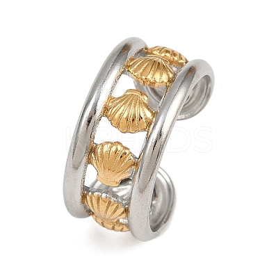 304 Stainless Steel Double Color Cuff Rings RJEW-S635-01GP-20-1