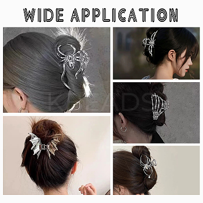 6Pcs 6 Styles Halloween Zinc Alloy Claw Hair Clips for Woman Girls Thick Hair PHAR-GA0001-03-1