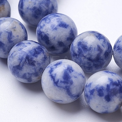 Natural Blue Spot Jasper Beads Strands G-D855-10-10mm-1