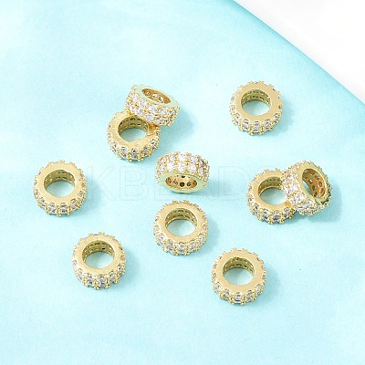 Brass Micro Pave Cubic Zirconia European Beads ZIRC-D026-07G-1