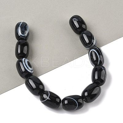 Natural Banded Agate/Striped Agate(Dyed & Heated) Beads Strands G-H324-01H-1