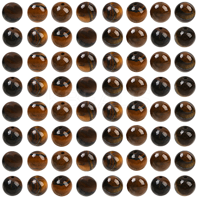 100Pcs Round Natural Tiger Eye Beads G-SP0001-21C-1