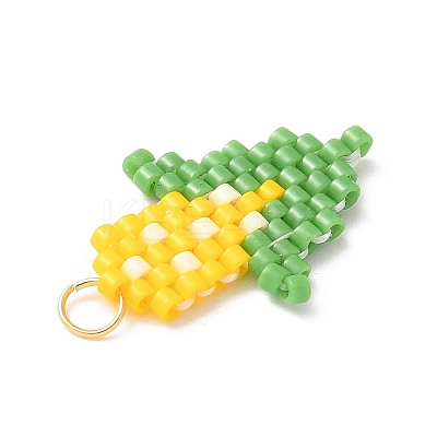 Handmade Glass Seed Beaded Corn Pendants PALLOY-MZ00605-1
