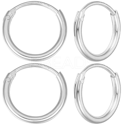 4 Pairs 925 Sterling Silver Huggie Hoop Earring Findings STER-BBC0005-36S-1
