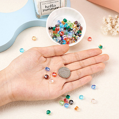 100Pcs 10 Colors Transparent Glass Beads Strands GLAA-TA0001-40-1