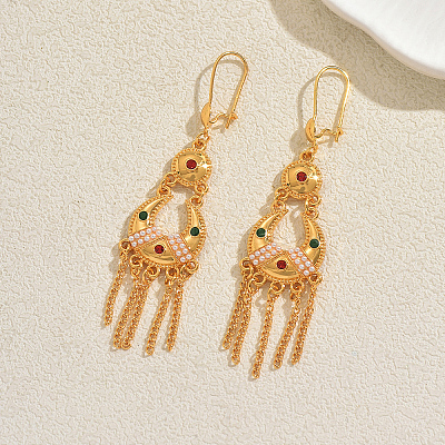 Ethnic Style Alloy Long Tassel Chandelier Earrings for Women JY2387-1