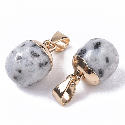 Top Golden Plated Natural Sesame Jasper Pendants G-T131-03G-1