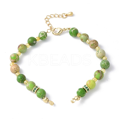 Natural Dyed Imperial Jasper Round Beaded Bracelet Making KK-F892-24G-1