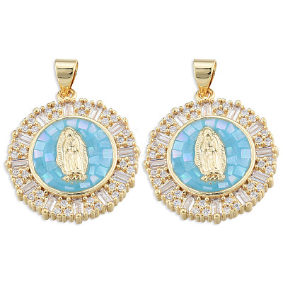 Brass Micro Pave Clear Cubic Zirconia Pendants KK-N227-100B-1
