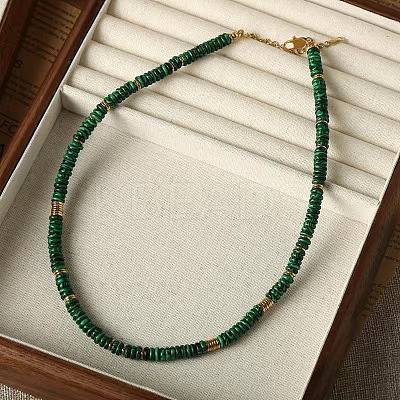 Synthetic Malachite Disc Heishi Beaded Necklaces for Women IG0638-10-1