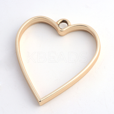 Rack Plating Alloy Heart Open Back Bezel Pendants X-PALLOY-S047-12C-FF-1
