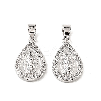 Brass & Clear Cubic Zirconia Pendants KK-G558-09P-1