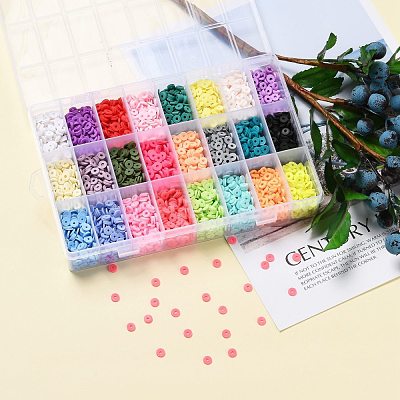 240G 24 Colors Handmade Polymer Clay Beads CLAY-JP0001-08-6mm-1