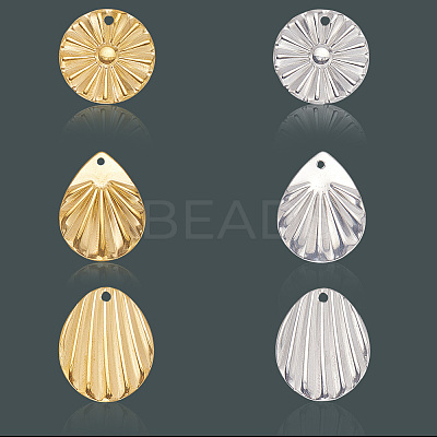 48Pcs 6 Styles 304 Stainless Steel Pendants STAS-BBC0007-62-1