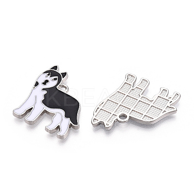 Rack Plating Alloy Enamel Dog Pendants PALLOY-T075-157A-1