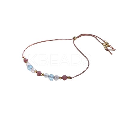 Natural Gemstone & Brass Beads Slider Bracelets IH0971-1