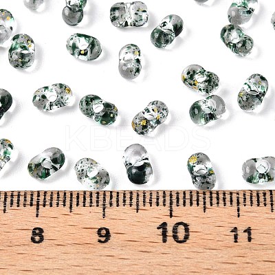 Spray Painted with Glitter Powder Glass Seed Beads SEED-T007-09C-1