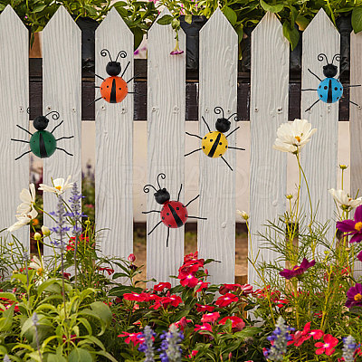 5Pcs 5 Styles Iron Ladybug Wall Decoration DJEW-GL0001-04-1