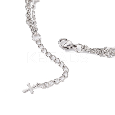 304 Stainless Steel Religion Cross Pendant 3 Layer Necklaces for Women NJEW-JN05480-1