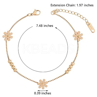 Stainless Steel Daisy Flowers Ankle with Box Chains for Women JA196B-1