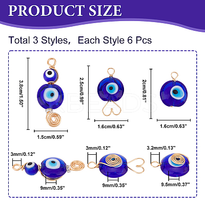 18Pcs 3 Style Handmade Lampwork Pendants FIND-AR0003-01-1