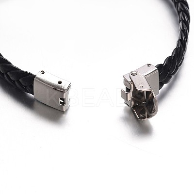 Jewelry Black Color PU Leather Cord Bracelets BJEW-G467-14-1