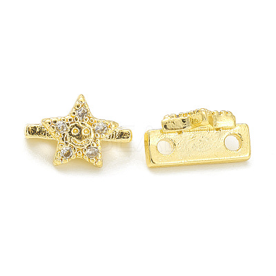 Rack Plating Brass Pave Cubic Zirconia Slide Charms KK-G464-02G-1