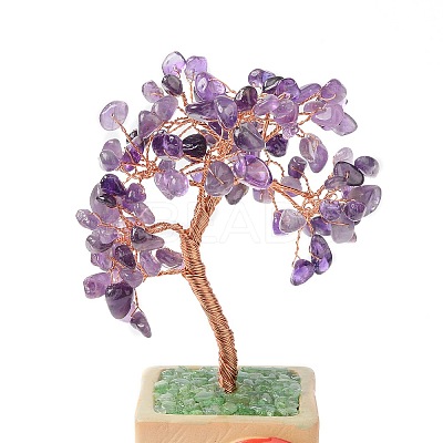 Heart Money Tree Natural Amethyst Bonsai Display Decorations DJEW-G027-16RG-01-1