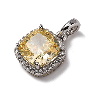 925 Sterling Silver Pave Yellow Cubic Zirconia Pendants STER-F063-01A-02-1