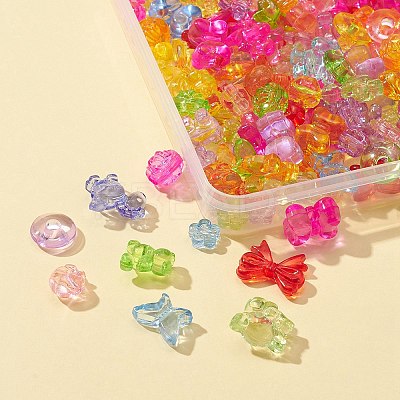 150G 10 Style Transparent Acrylic Beads TACR-FS0001-31-1