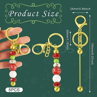 5Pcs Alloy and Brass Bar Beadable Keychain for Jewelry Making DIY Crafts DIY-SW0001-16B-1