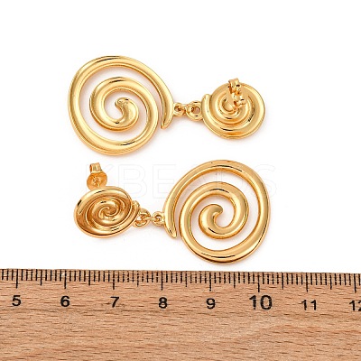 304 Stainless Steel Vortex Spiral Dangle Stud Earrings EJEW-L304-01G-1