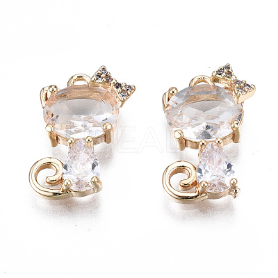 Brass Micro Pave Clear Cubic Zirconia Charms KK-S359-137-RS-1