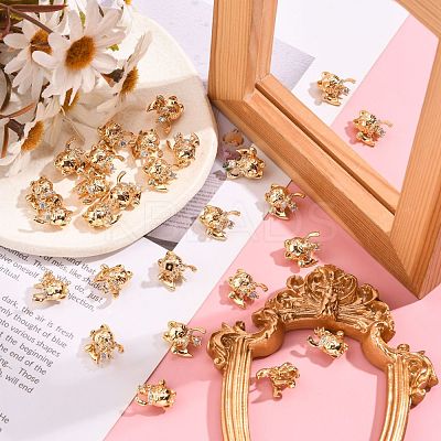 Brass Micro Pave Clear Cubic Zirconia Screw Eye Peg Bails KK-Q764-031-1