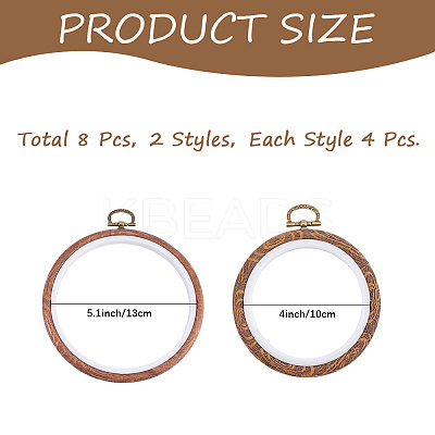 8Pcs 2 Styles Plastic Cross Stitch Embroidery Hoops DIY-CP0012-37-1