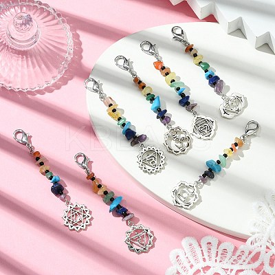 7Pcs Natural & Synthetic Gemstone Pendant Decoration HJEW-CJ00057-1