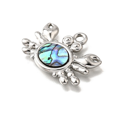 304 Stainless Steel Pave Natural Paua Shell Pendants STAS-C122-21A-01P-1