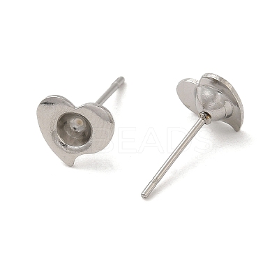 Non-Tarnish Heart 201 Stainless Steel Stud Earring Findings STAS-Q315-02P-1