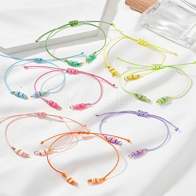 8Pcs 8 Colors Braided Waxed Polyester Cord Adjustable Link Bracelet Makings MAK-LP0001-06-1