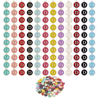 120Pcs 12 Colors Golden Plated Alloy Charms ENAM-SZ0001-64D-1