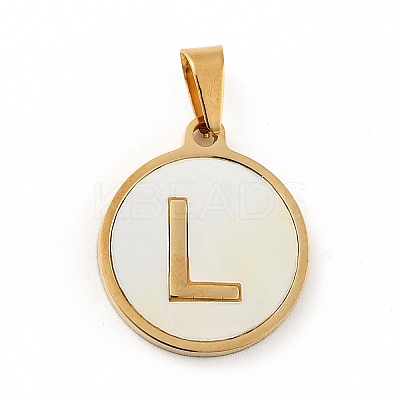 PVD Vacuum Plating 304 Stainless Steel with White Shell Pendants STAS-G268-01L-G-1